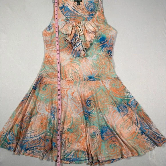 Lauren Ralph Lauren Drop Waist Boho Dress Sz Medium Paisley Fairy Festival Party - Picture 4 of 7